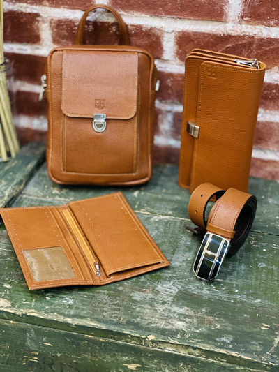 ست چرم کیف وکمربند