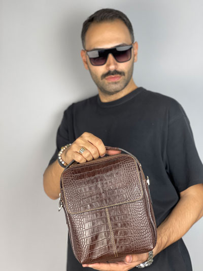 کیف دوشی چرم تک زیپ